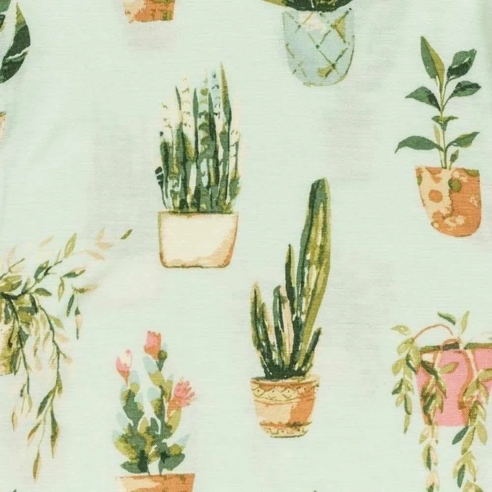 Potted Plants Bamboo Snap Footed Romper